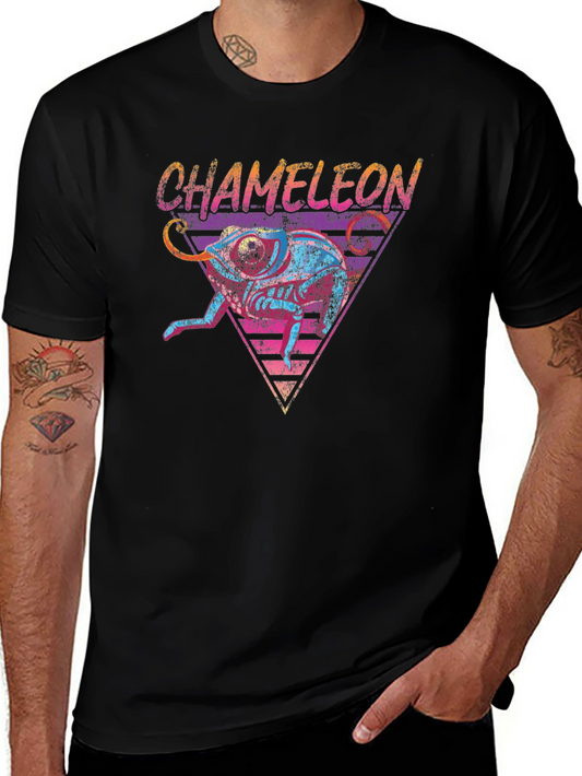 Retro Chameleon Graphic Tee - Cool Animal T-Shirt