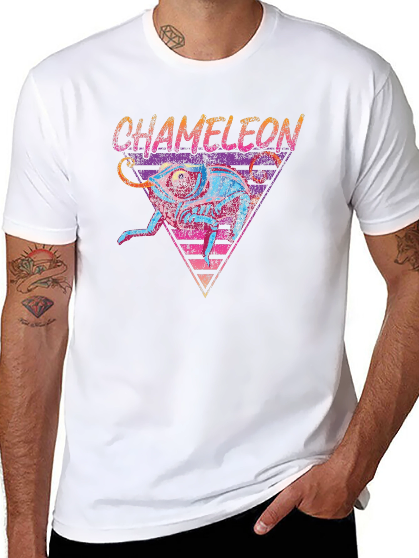 Retro Chameleon Graphic Tee - Cool Animal T-Shirt