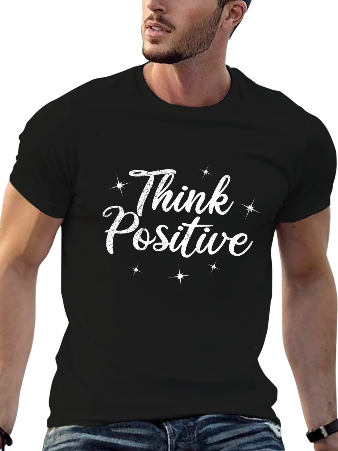 Think Positive Graphic T-Shirt - Black