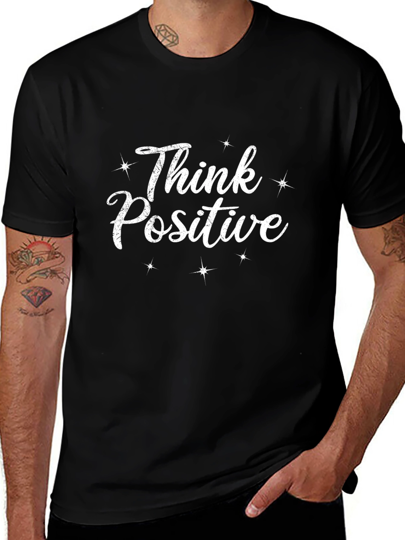 Think Positive Graphic T-Shirt - Black