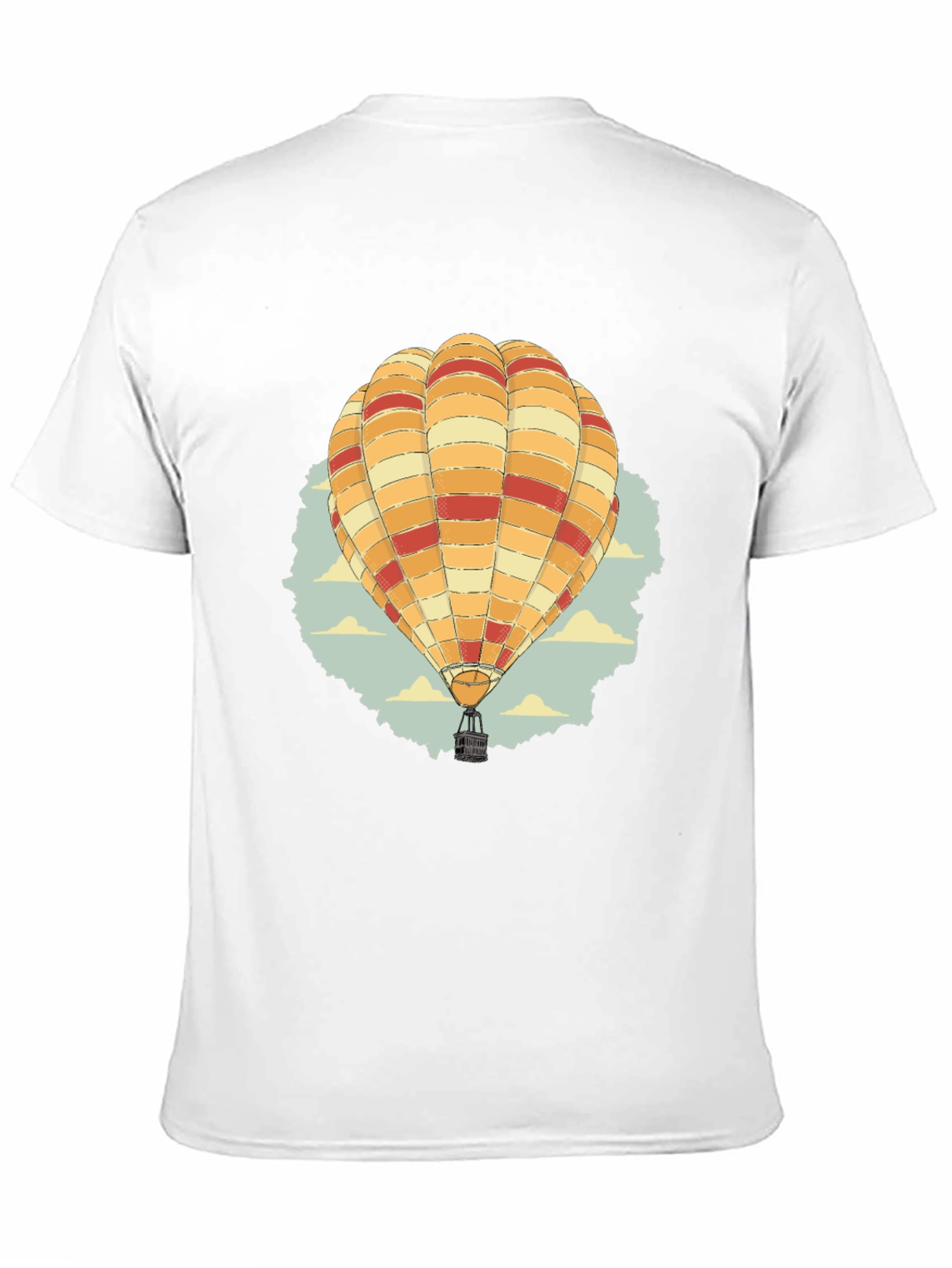 Hot Air Balloon Graphic Tee - Black Cotton T-Shirt