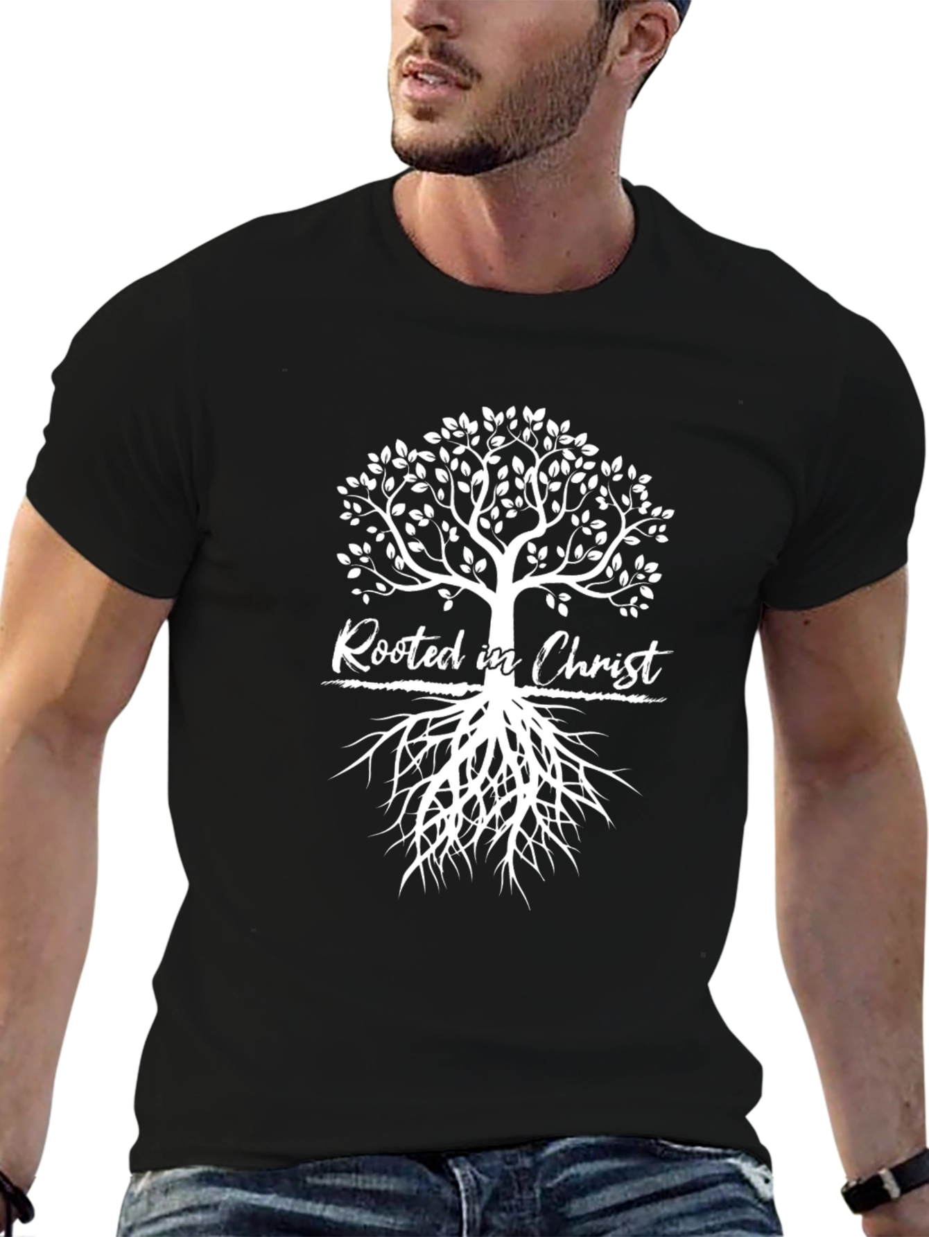 Rooted in Christ Tree Graphic T-Shirt