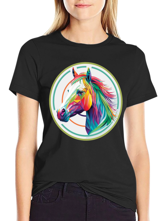 Colorful Horse Graphic Tee - Mens Black T-Shirt