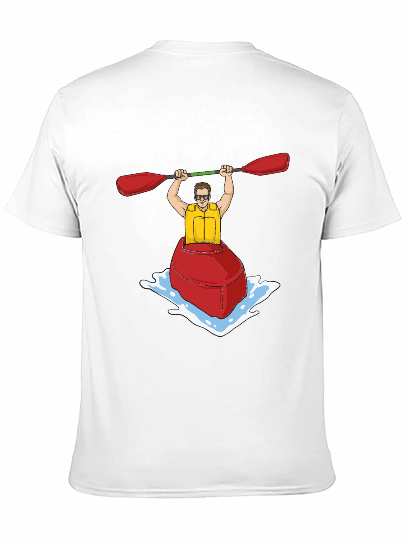 Kayak Cartoon Graphic Black T-Shirt