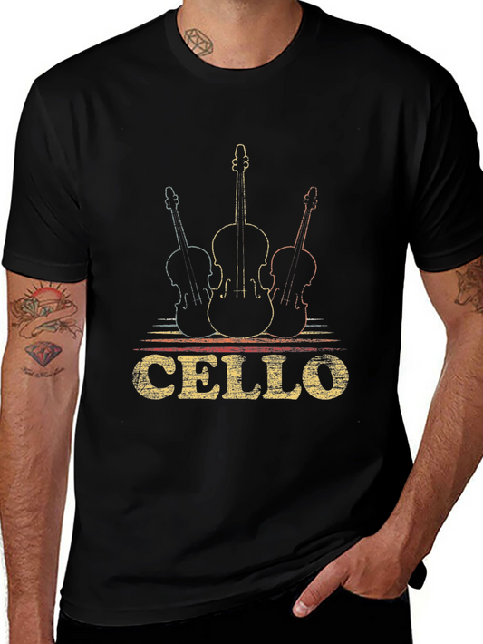 Cello Musician Vintage Style Black T-Shirt