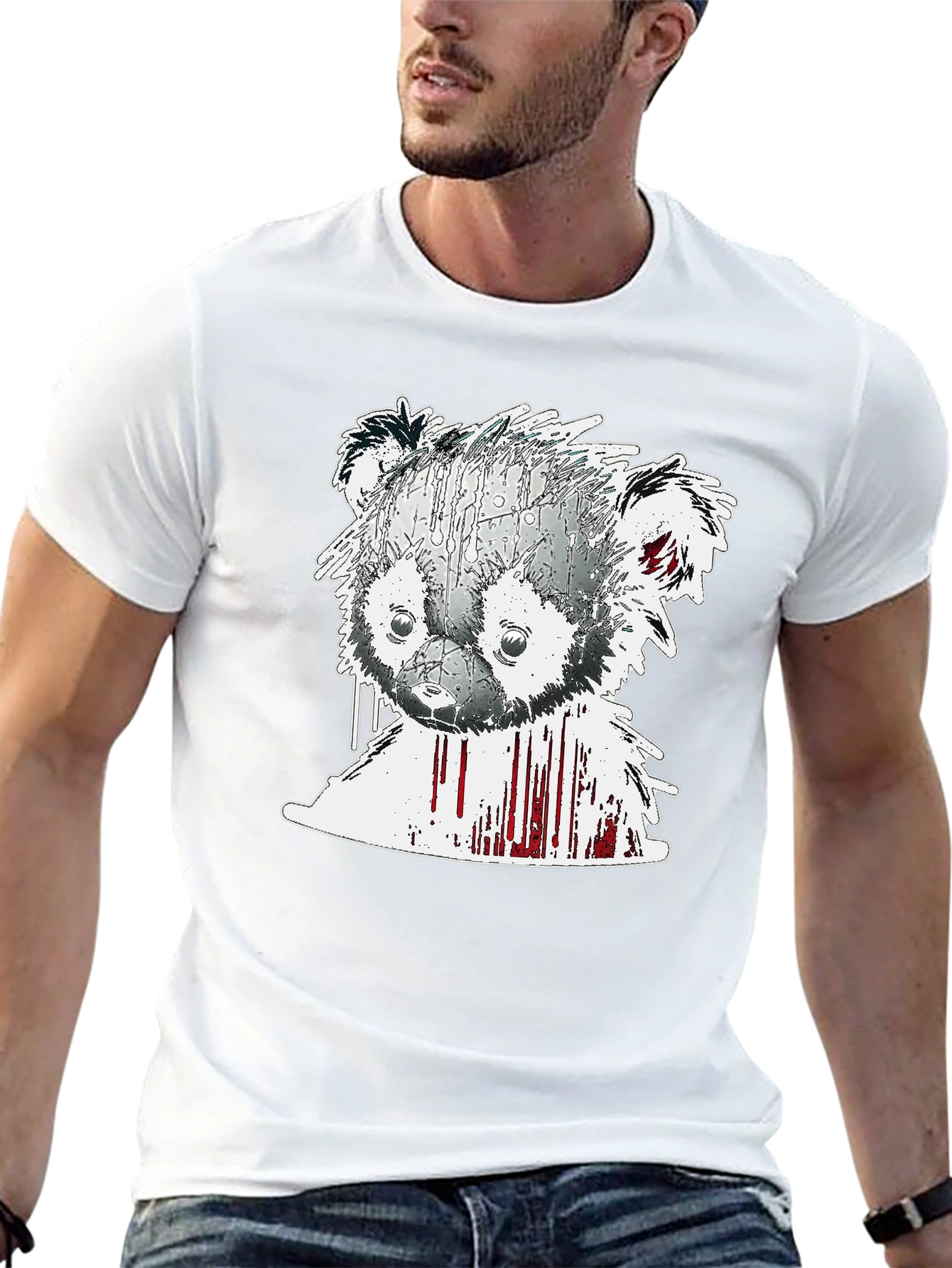 Abstract Bear Graphic Tee - Mens Black T-Shirt