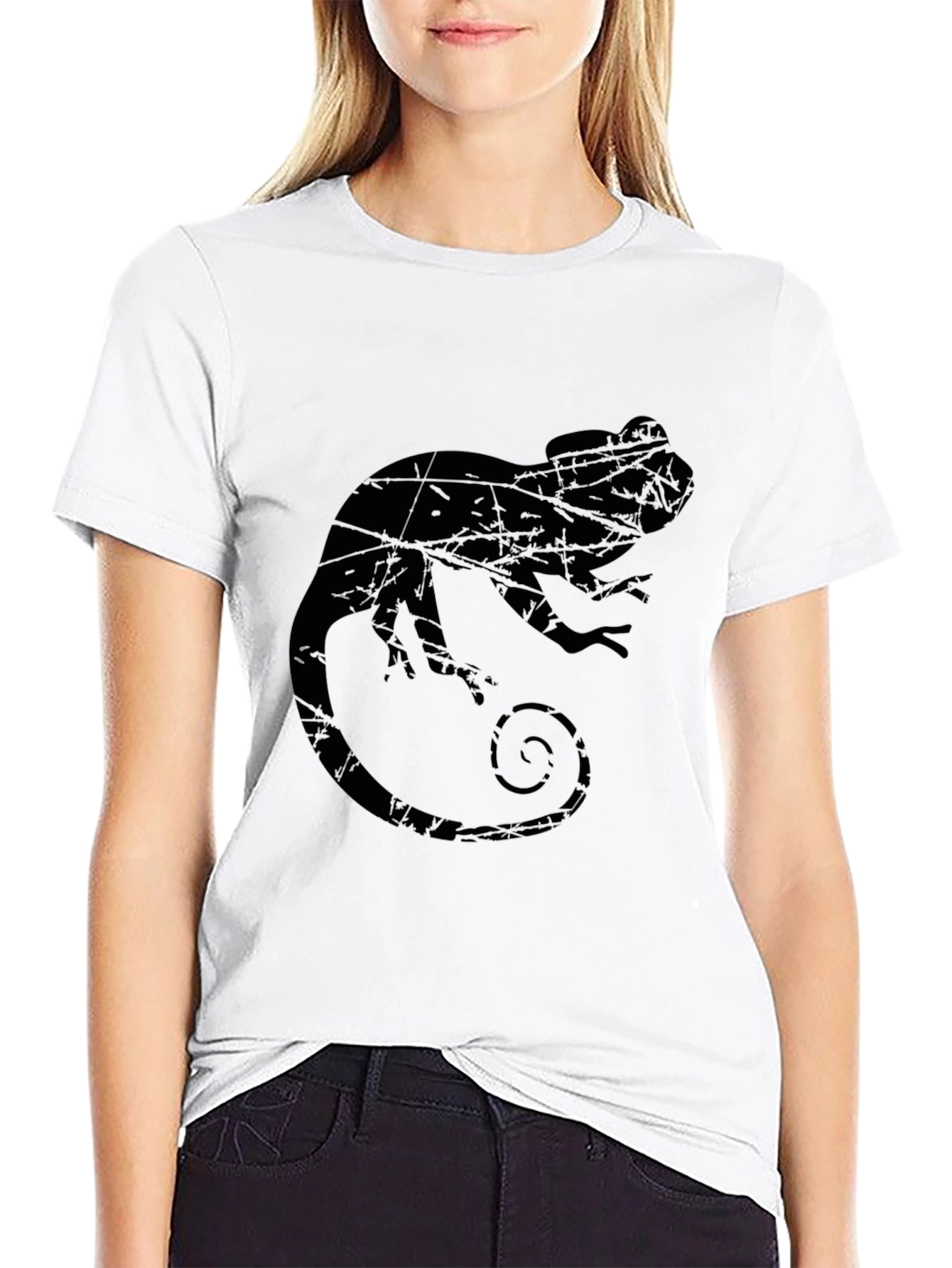 Mens Black Chameleon Graphic T-Shirt