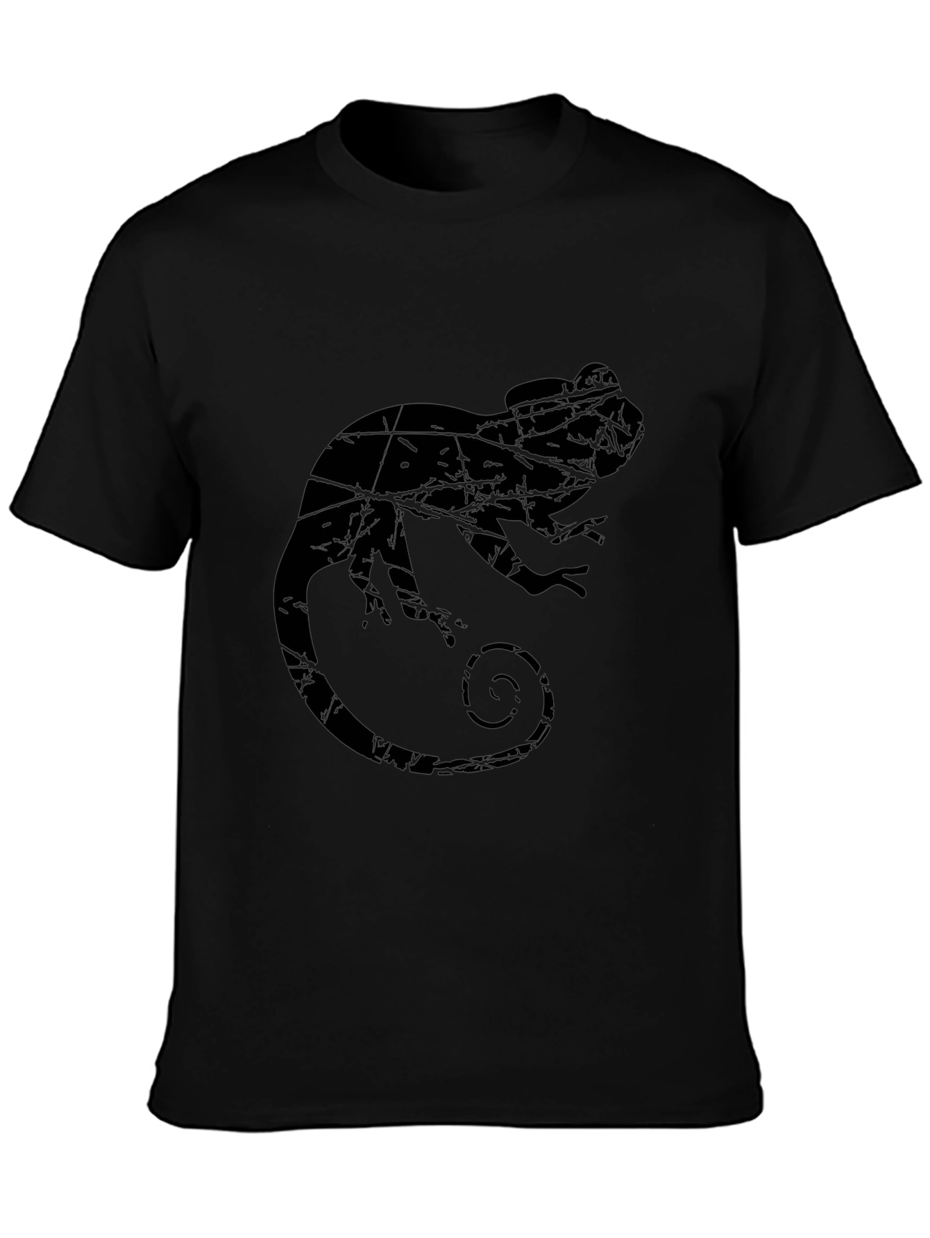 Mens Black Chameleon Graphic T-Shirt