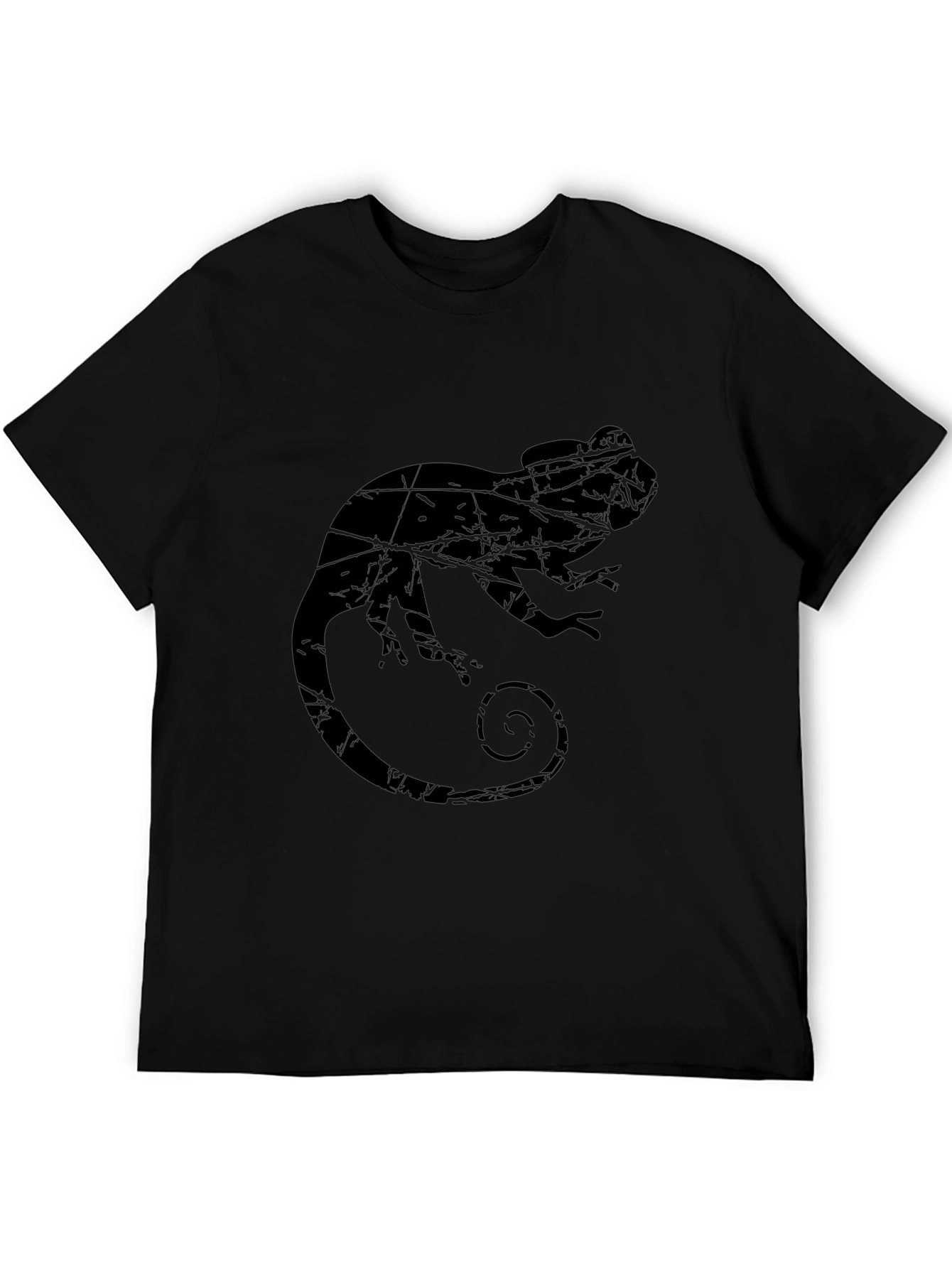 Mens Black Chameleon Graphic T-Shirt