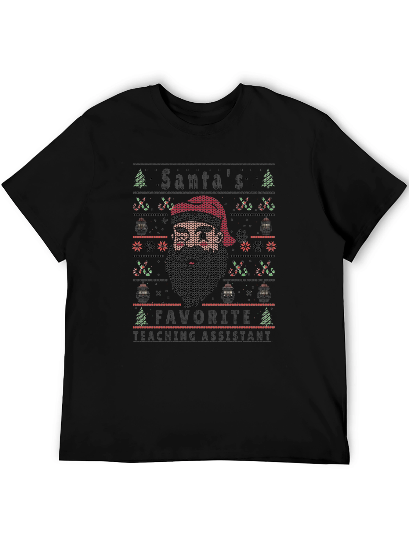 Santas Favorite Teaching Assistant Ugly Christmas T-Shirt