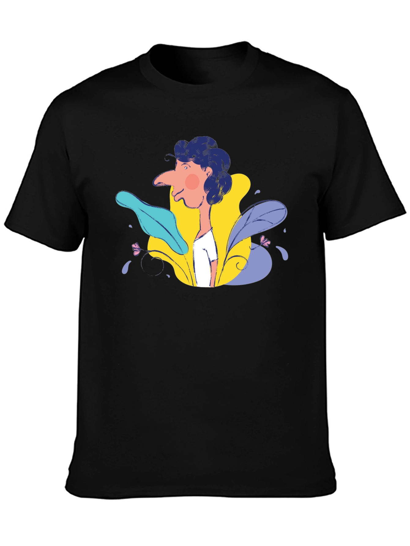 Abstract Face Graphic Black T-Shirt