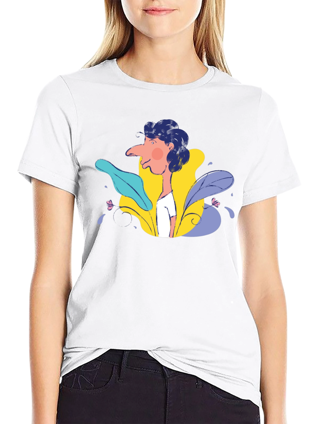 Abstract Face Graphic Black T-Shirt