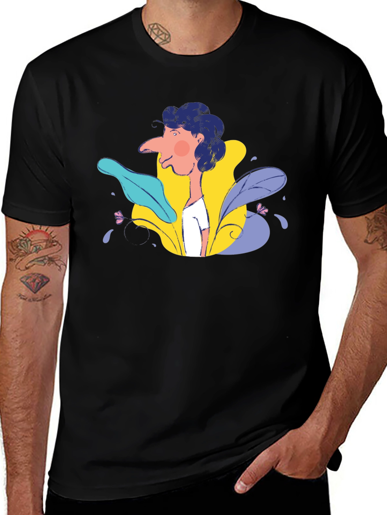 Abstract Face Graphic Black T-Shirt