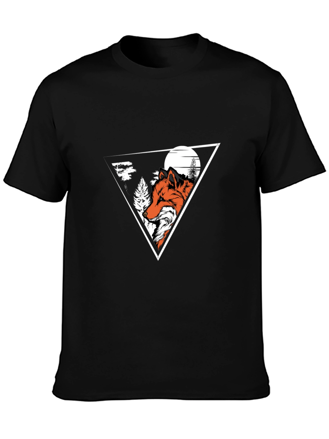 Fox Graphic Print Crew Neck T-Shirt - Black