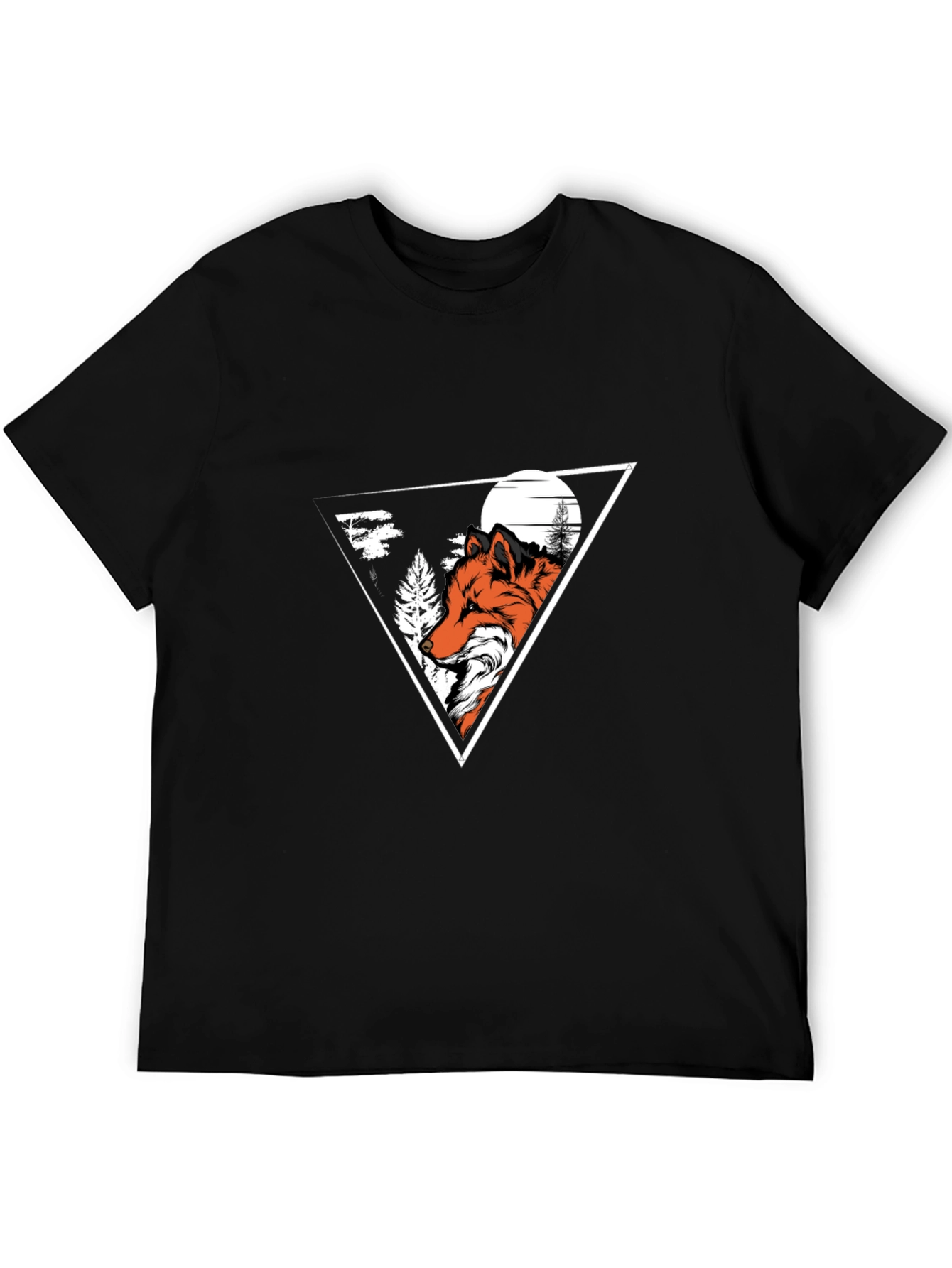 Fox Graphic Print Crew Neck T-Shirt - Black