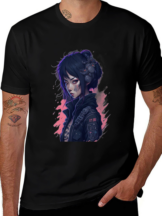 Cyberpunk Anime Girl T-Shirt - Unique Graphic Tee