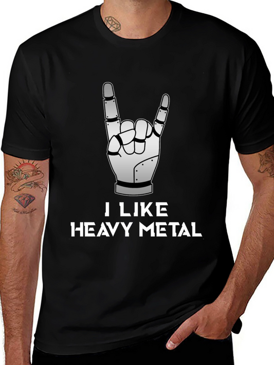 I Like Heavy Metal Robot Hand Graphic Tee