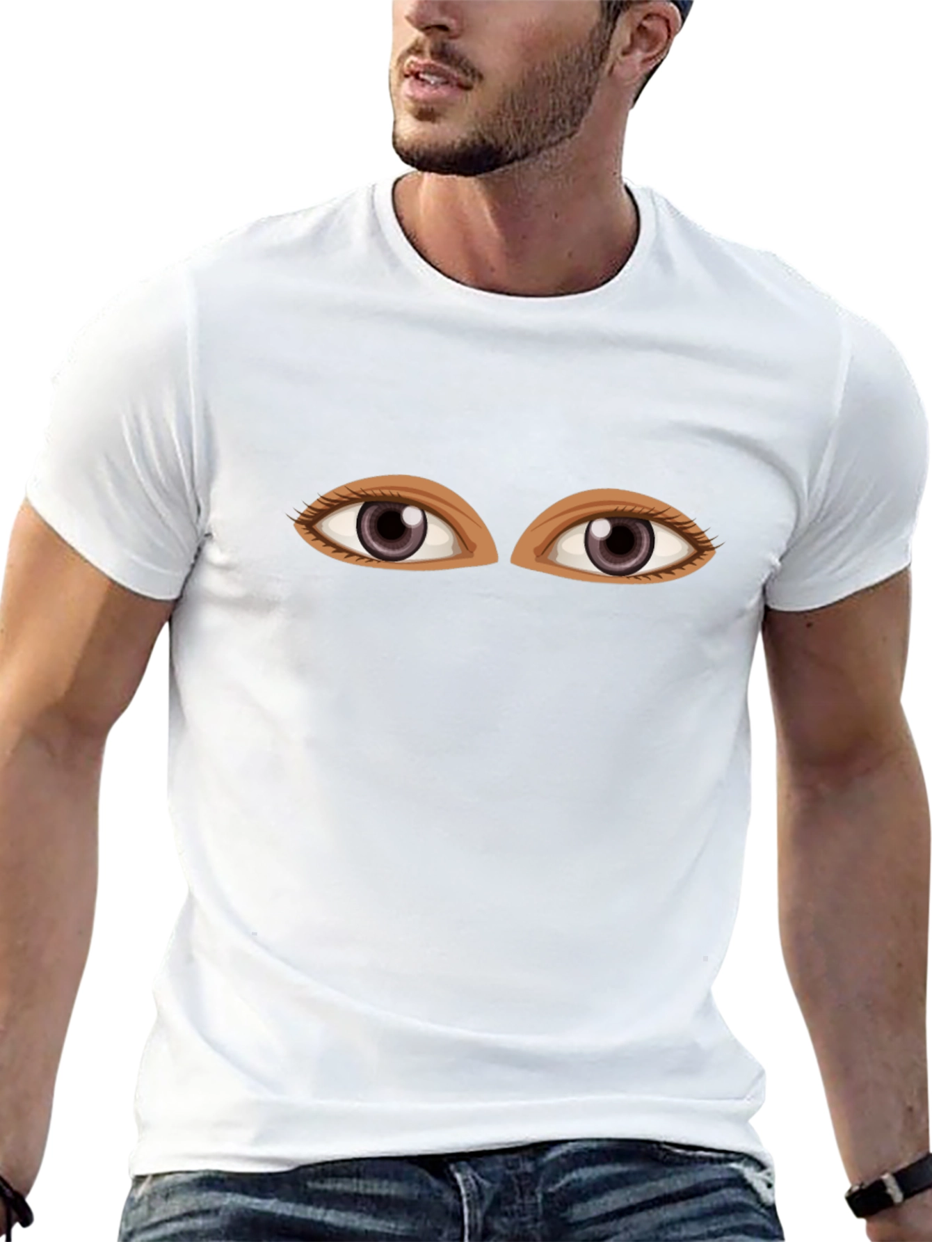 Eyes Graphic Tee - Black Cotton Comfort