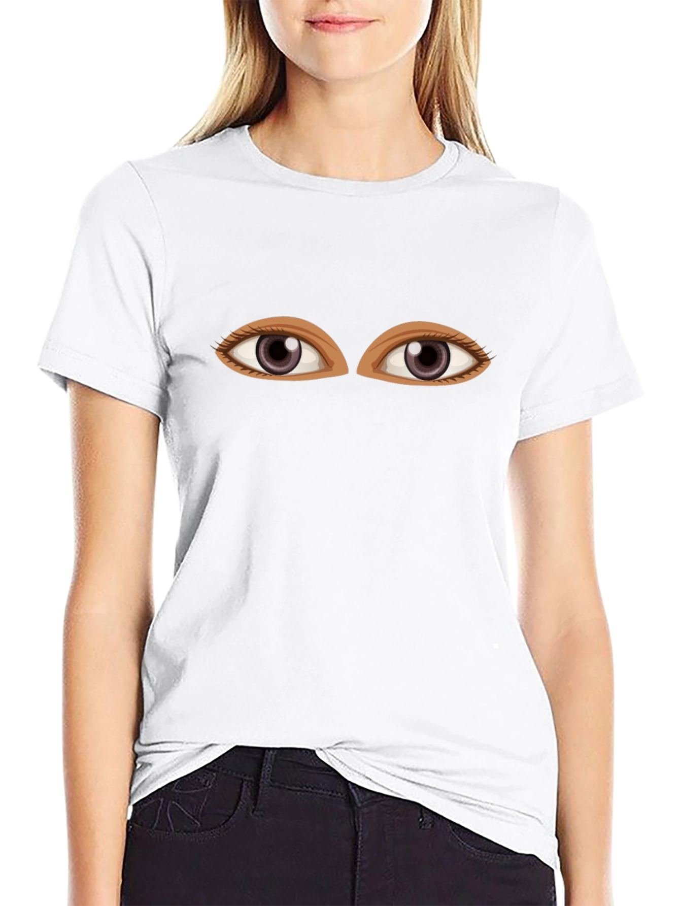 Eyes Graphic Tee - Black Cotton Comfort