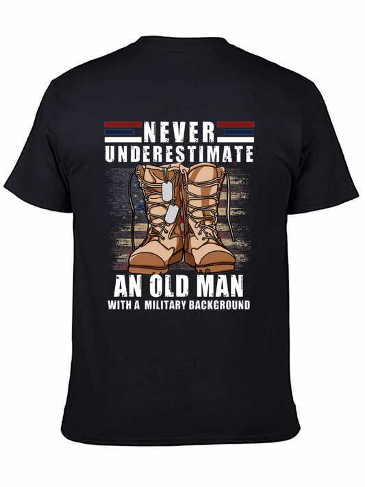 Never Underestimate Old Man Military Tee