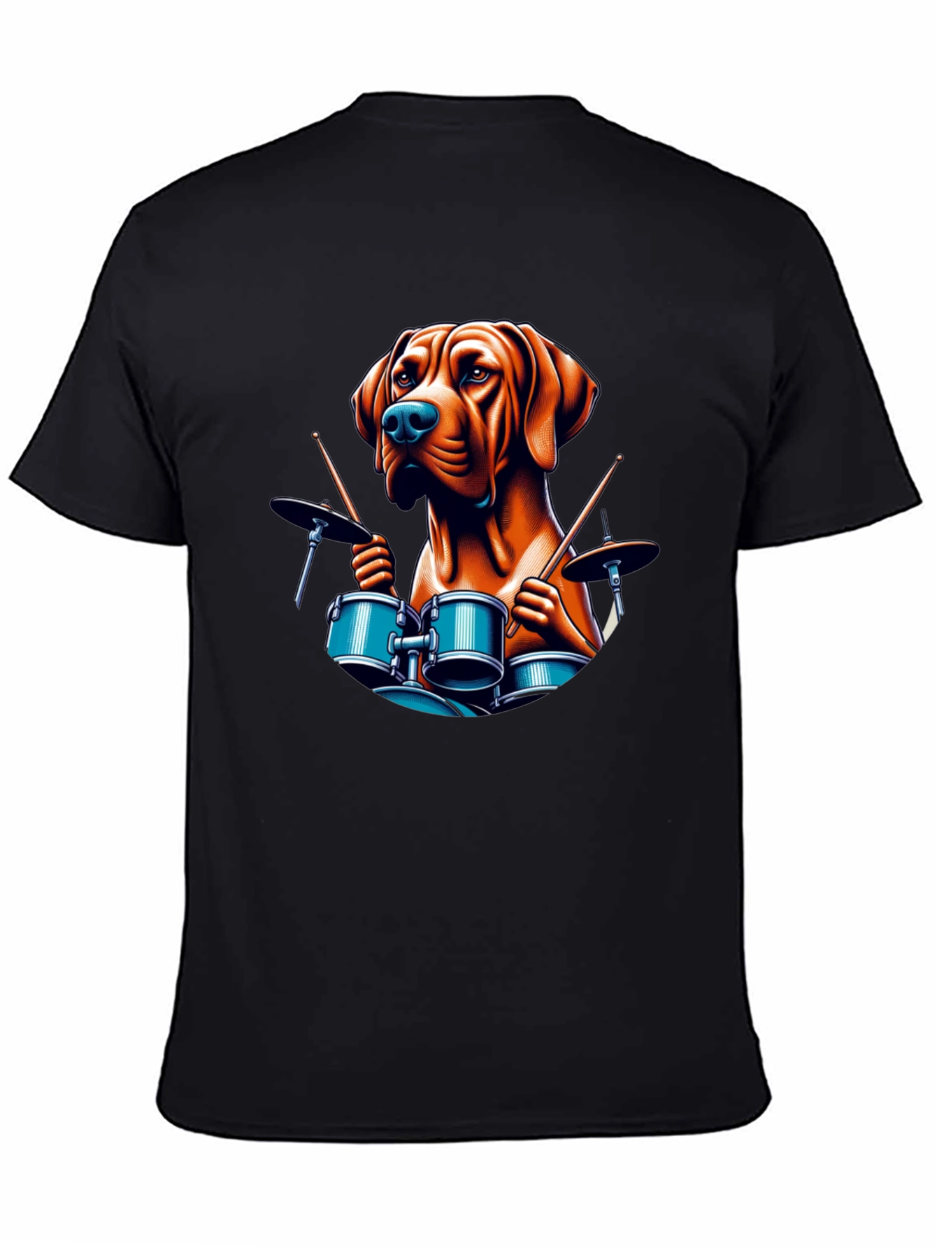 Dog Drummer Graphic Tee - Black T-Shirt