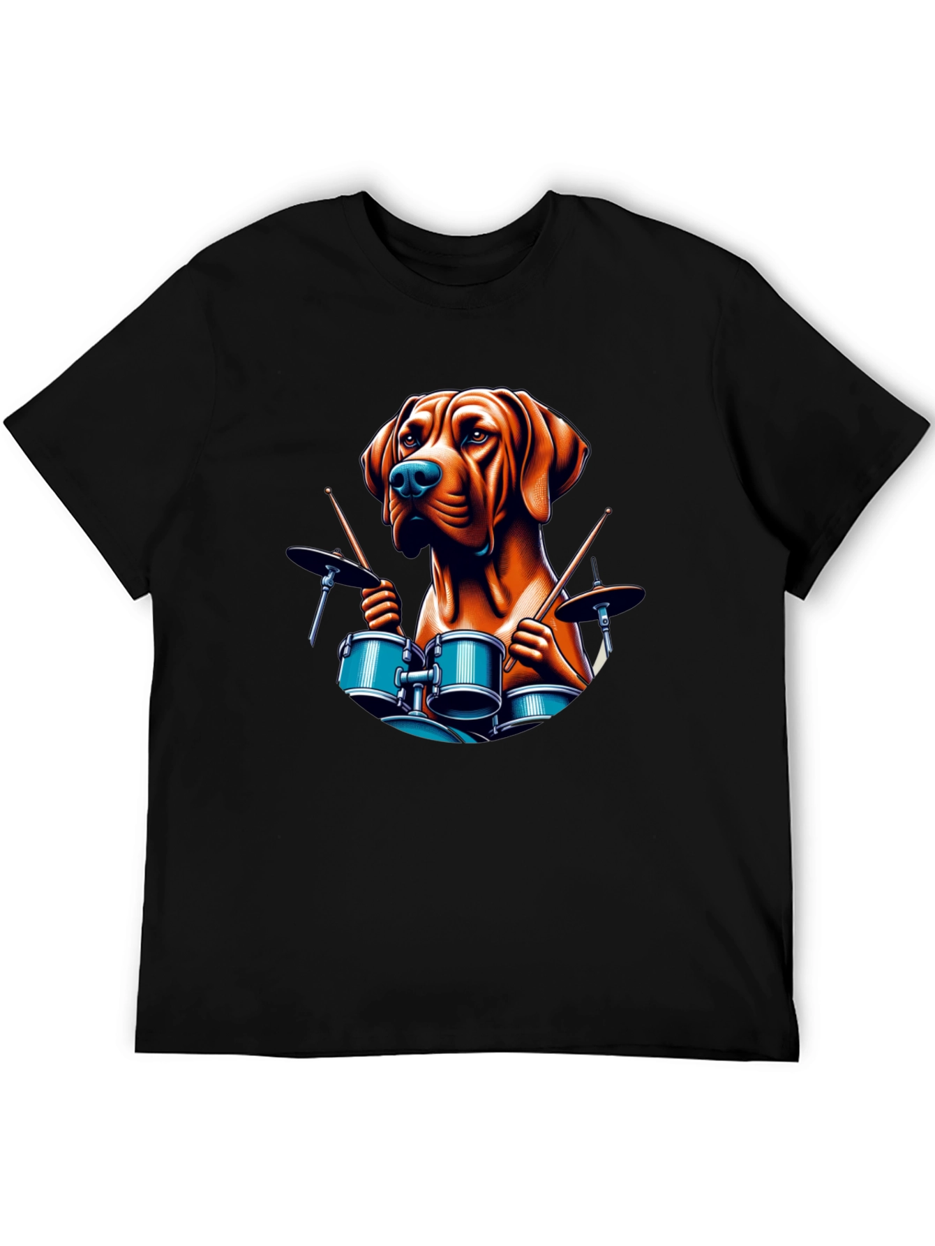 Dog Drummer Graphic Tee - Black T-Shirt