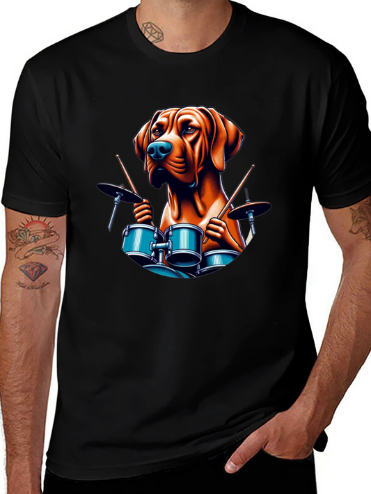 Dog Drummer Graphic Tee - Black T-Shirt