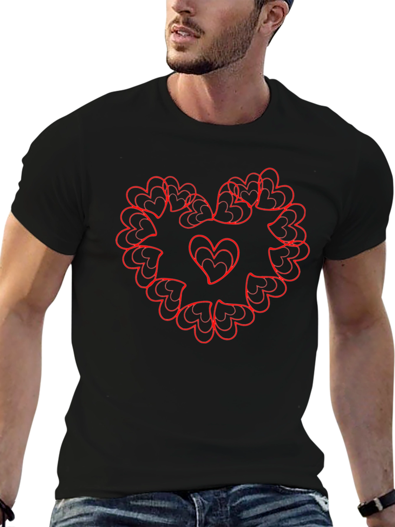 Heart Mandala Graphic Tee - Stylish Black T-Shirt