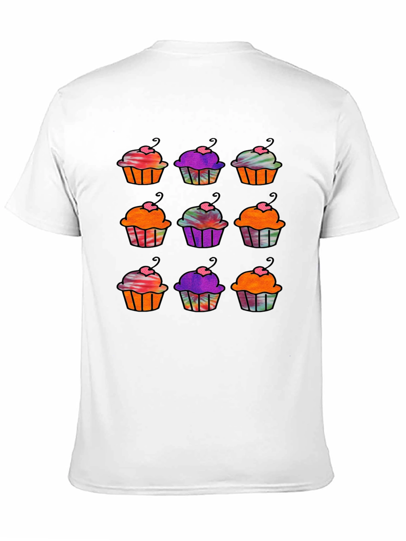 Cupcake Pattern Black T-Shirt