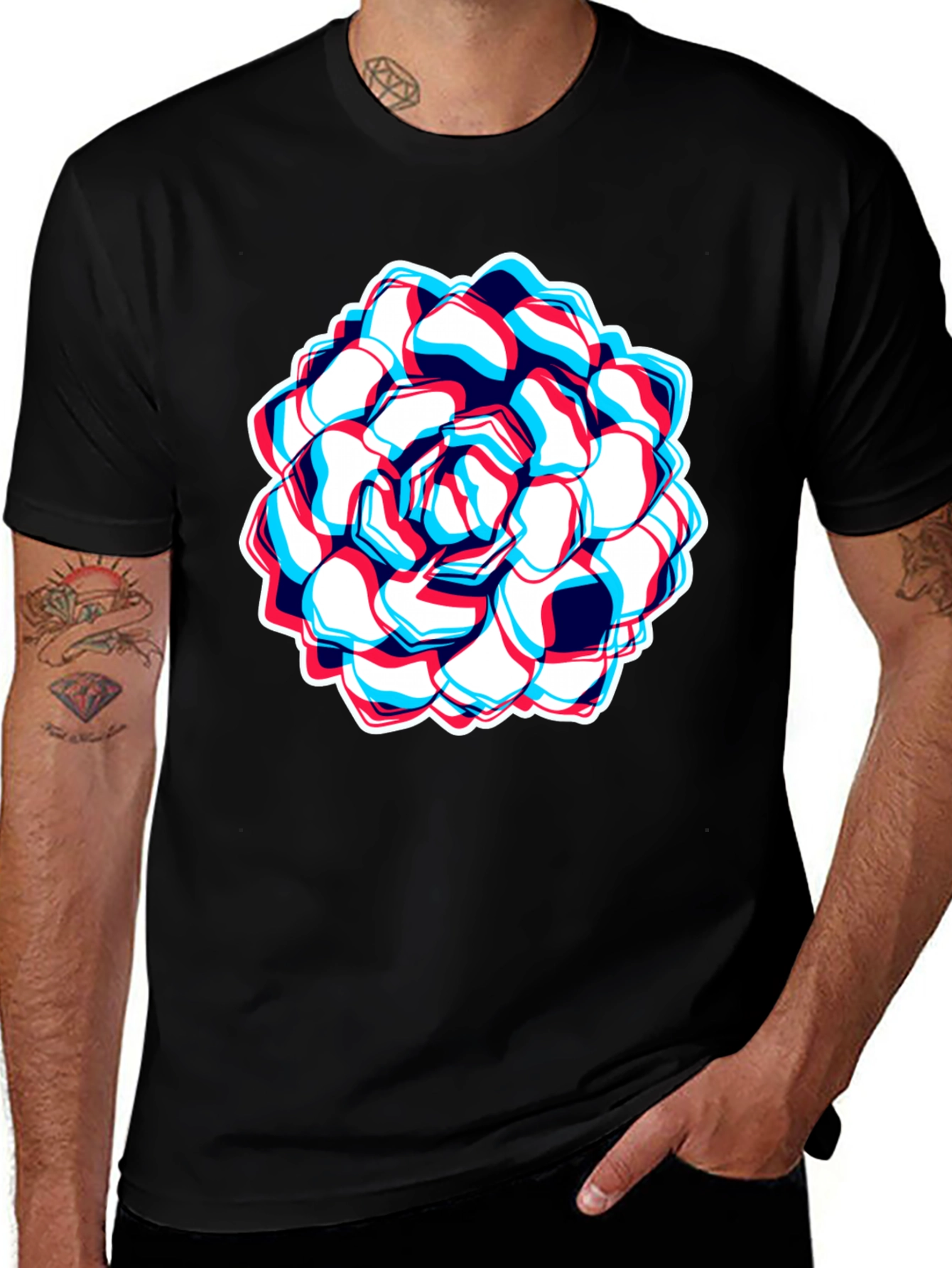 Optical Illusion Flower Graphic T-Shirt