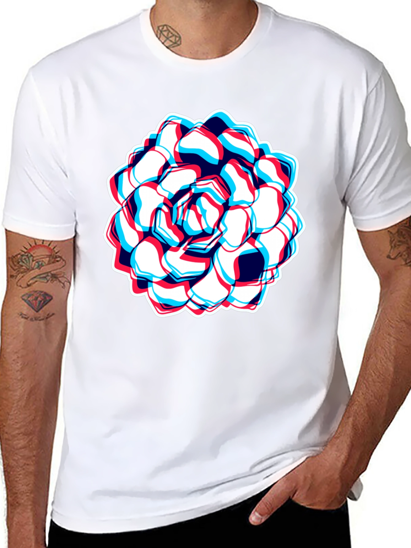 Optical Illusion Flower Graphic T-Shirt