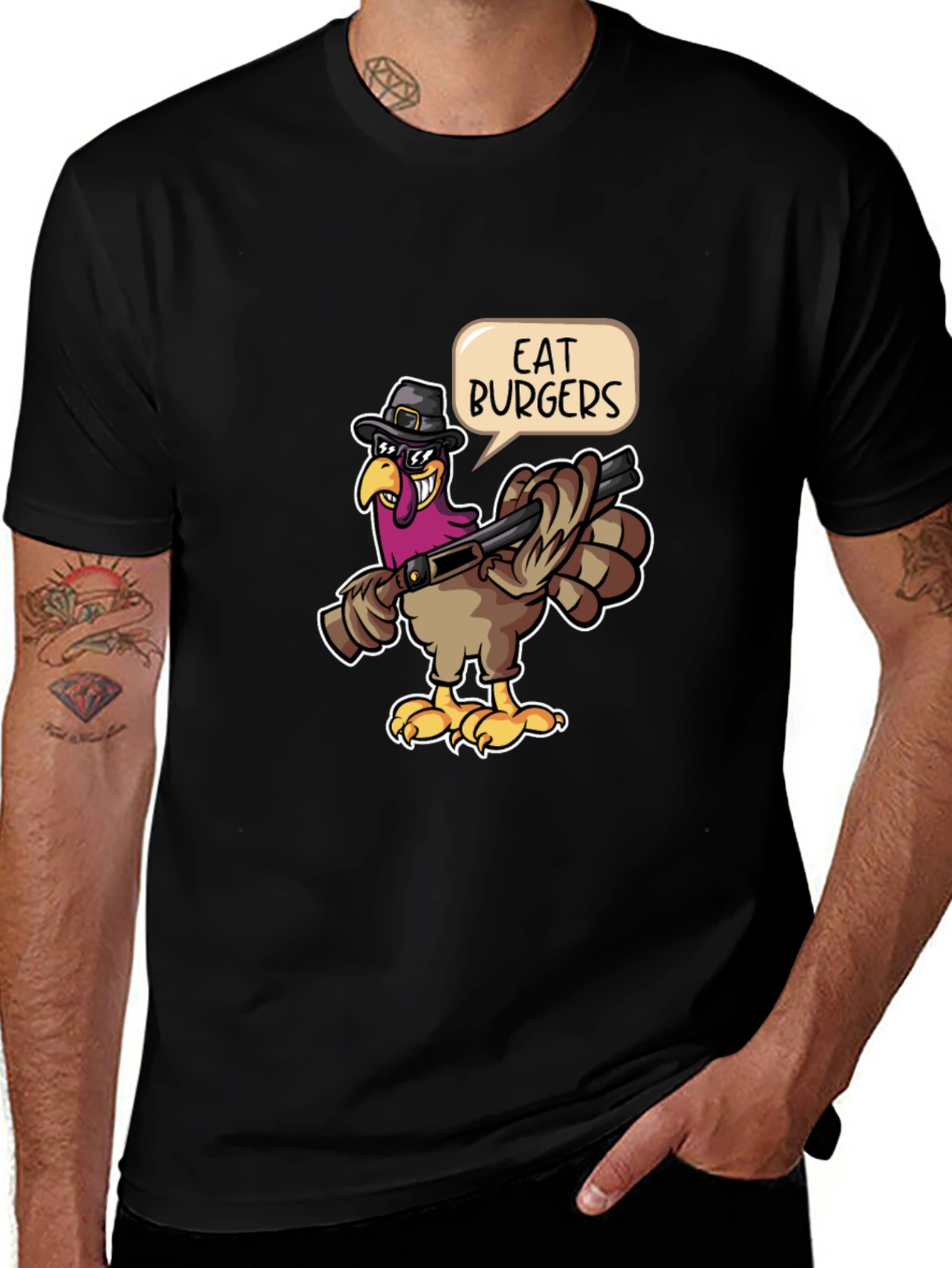 Eat Burgers Turkey T-Shirt - Thanksgiving Humor