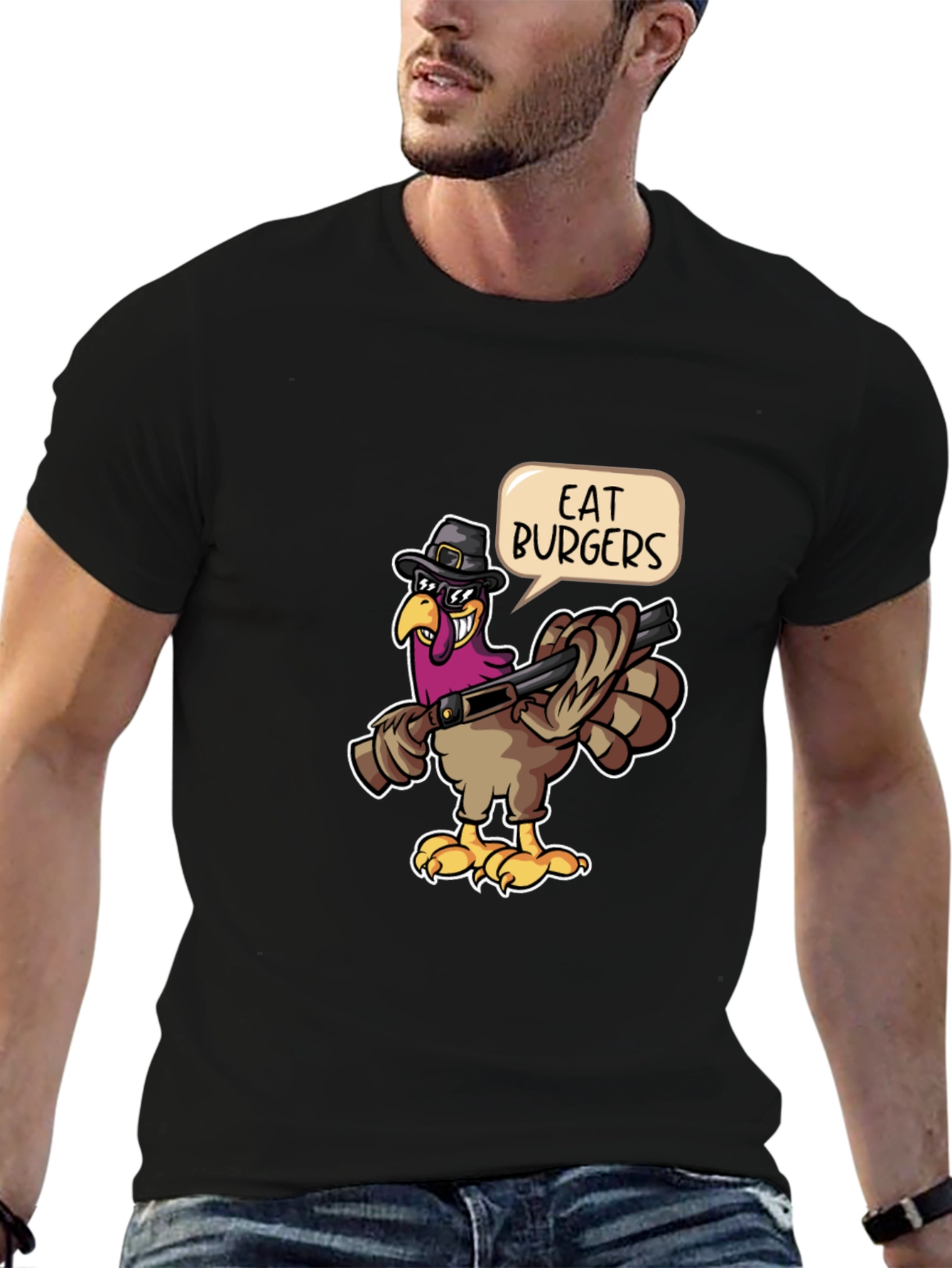 Eat Burgers Turkey T-Shirt - Thanksgiving Humor