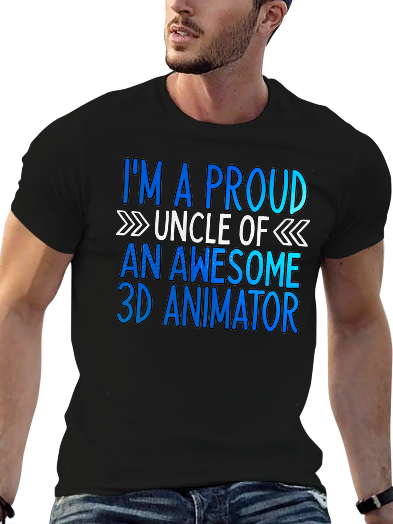 Proud Uncle of a 3D Animator Black T-Shirt