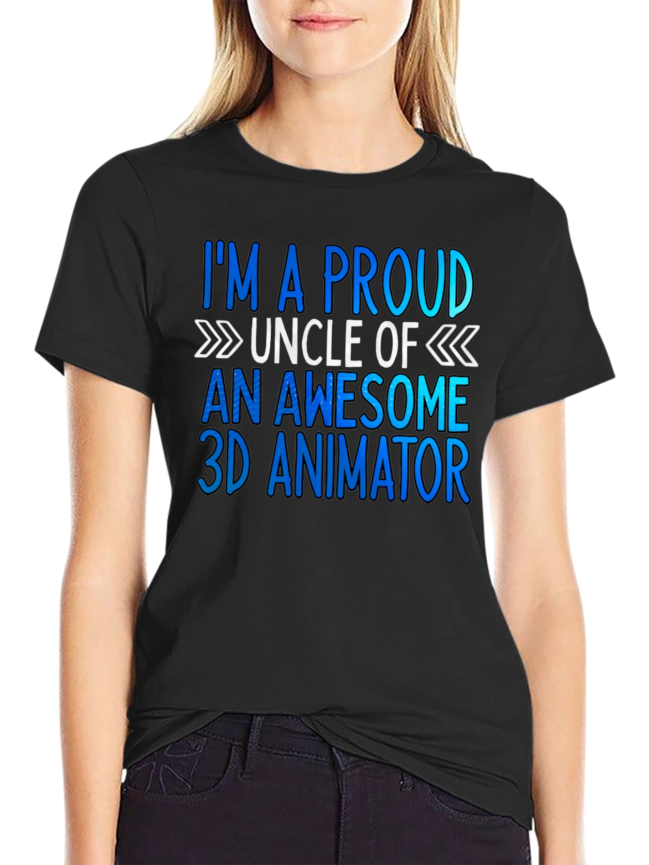Proud Uncle of a 3D Animator Black T-Shirt