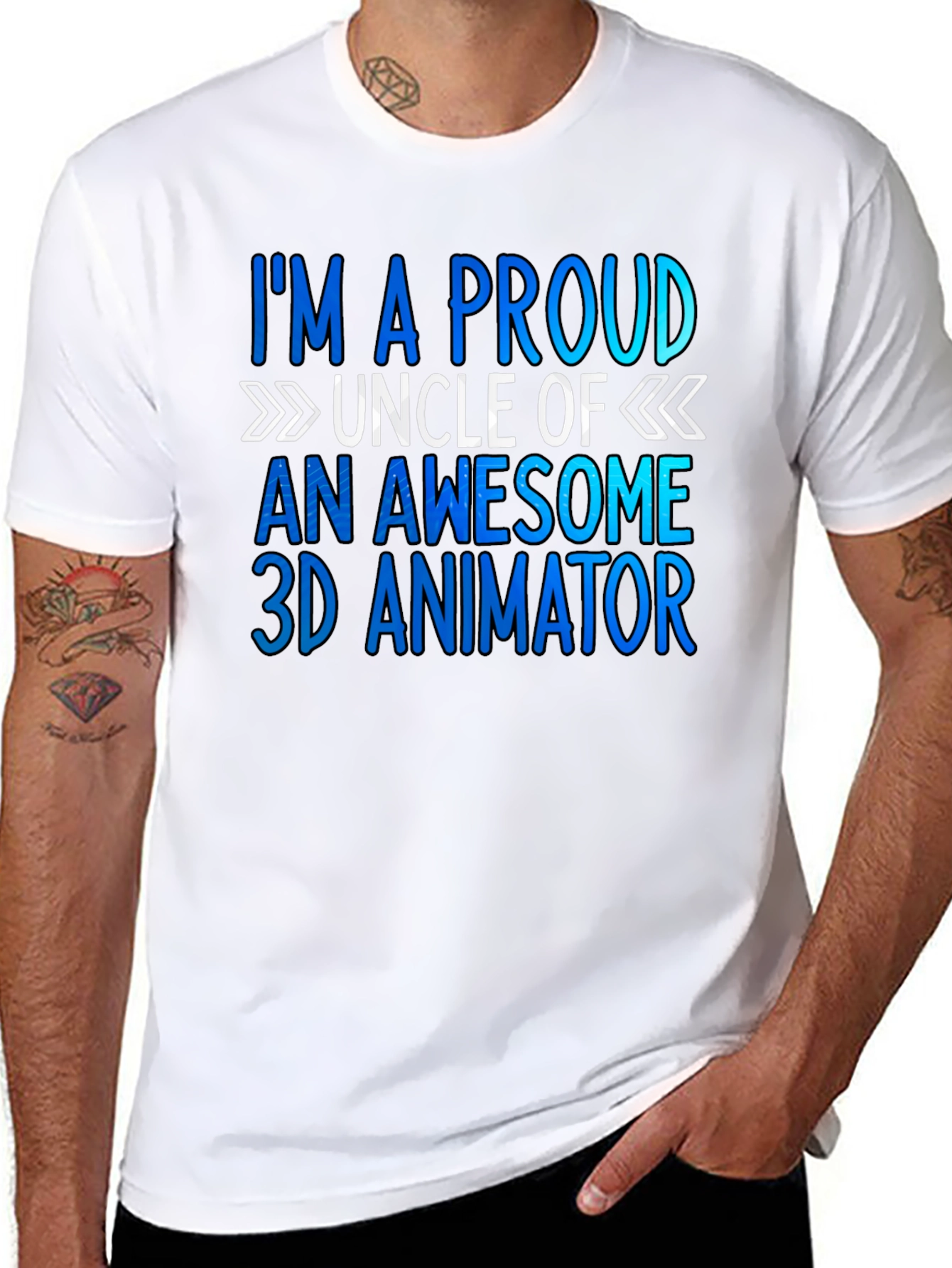 Proud Uncle of a 3D Animator Black T-Shirt