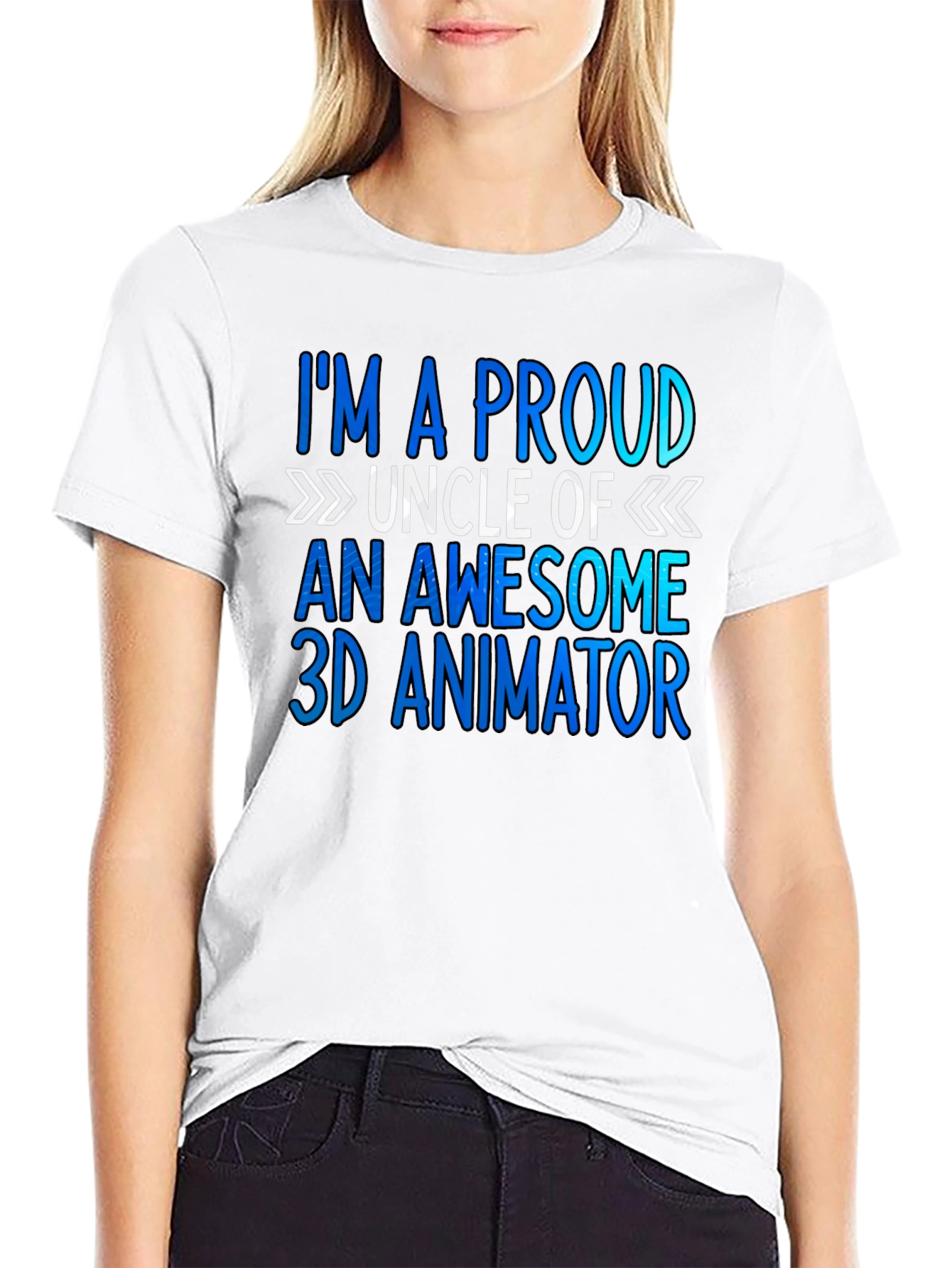 Proud Uncle of a 3D Animator Black T-Shirt