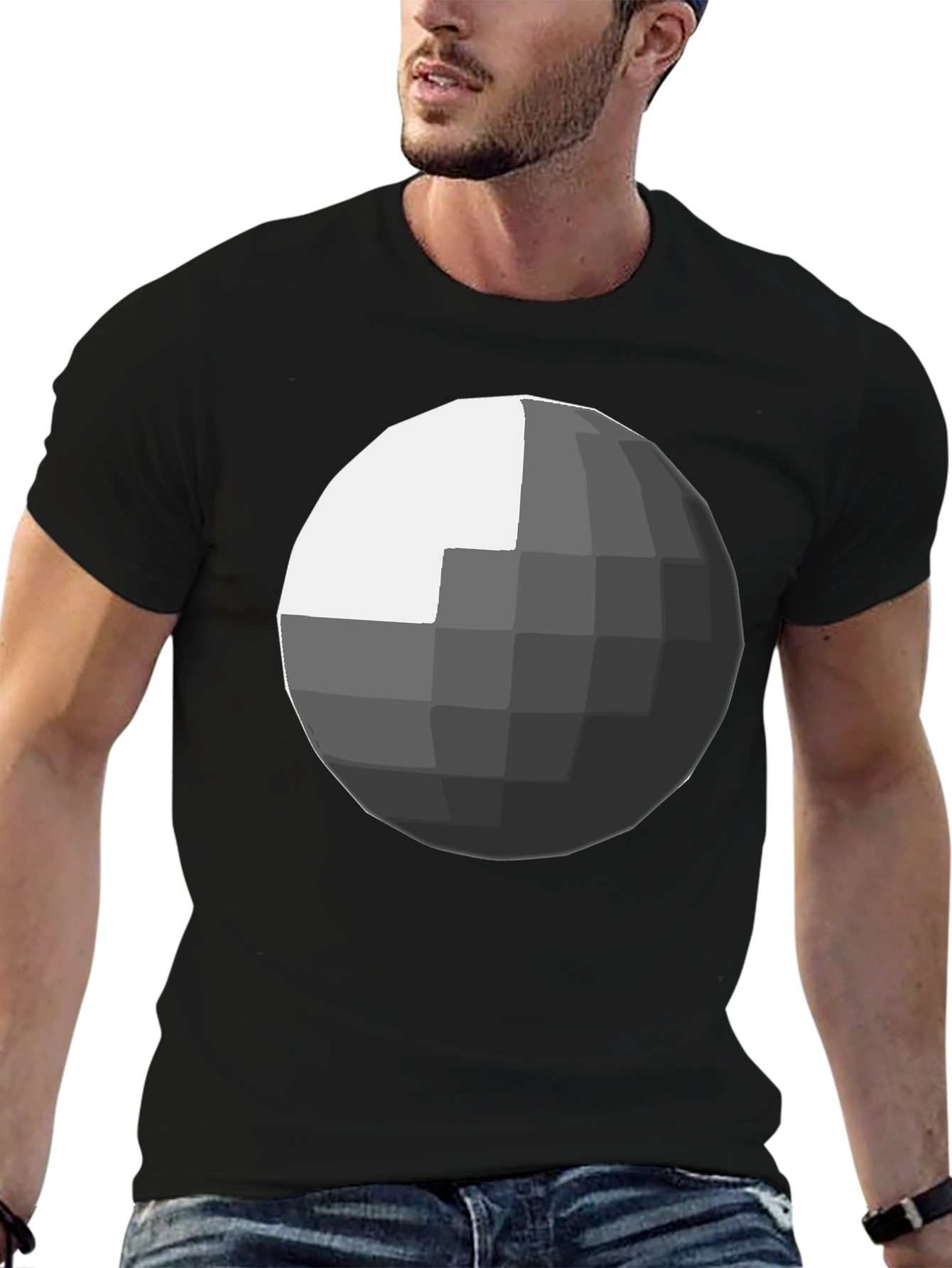 Geometric Sphere Graphic Black T-Shirt