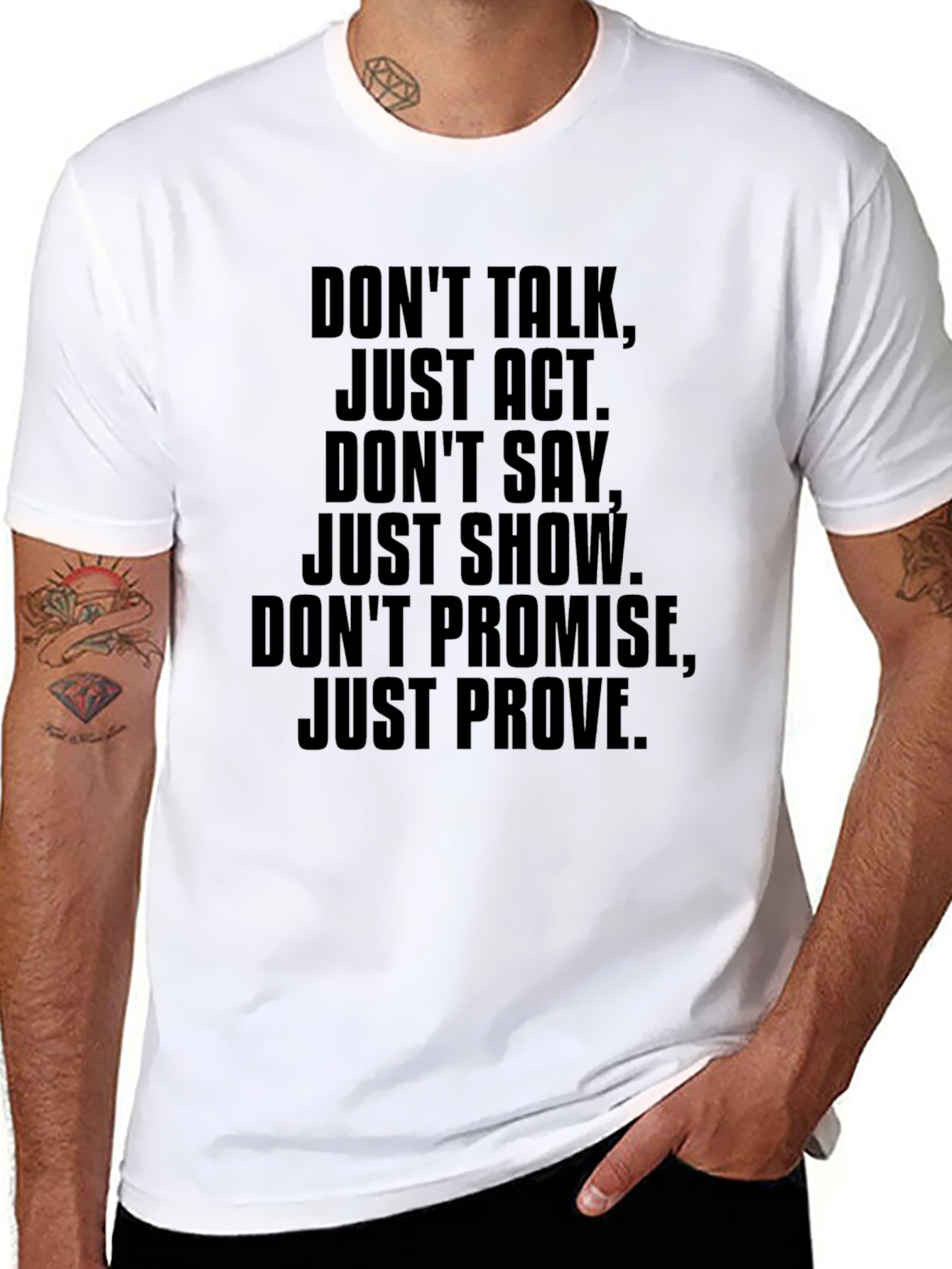 Motivational Graphic T-Shirt - Dont Talk Just Act