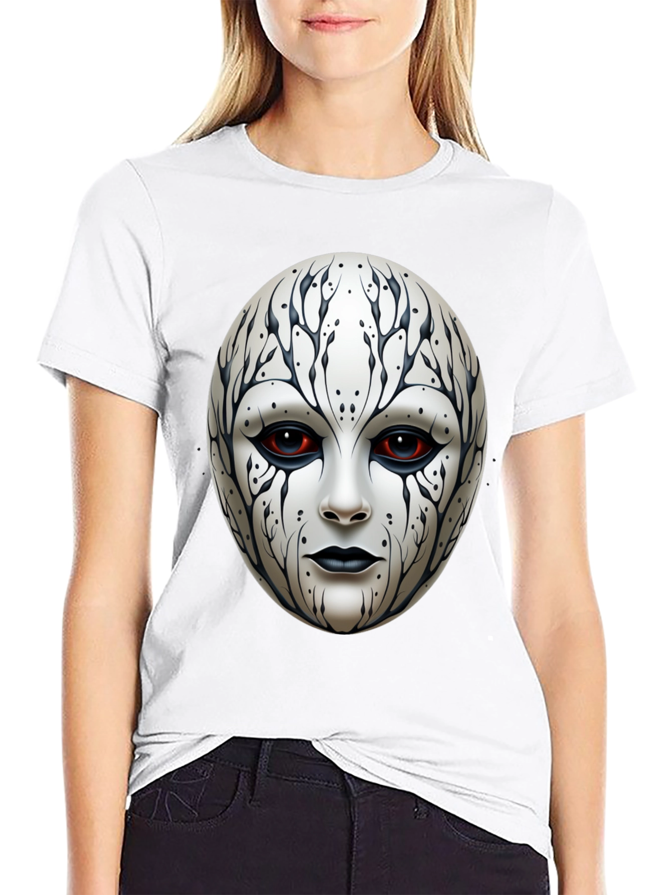 Mystic Face Graphic Tee - Black Cotton Blend
