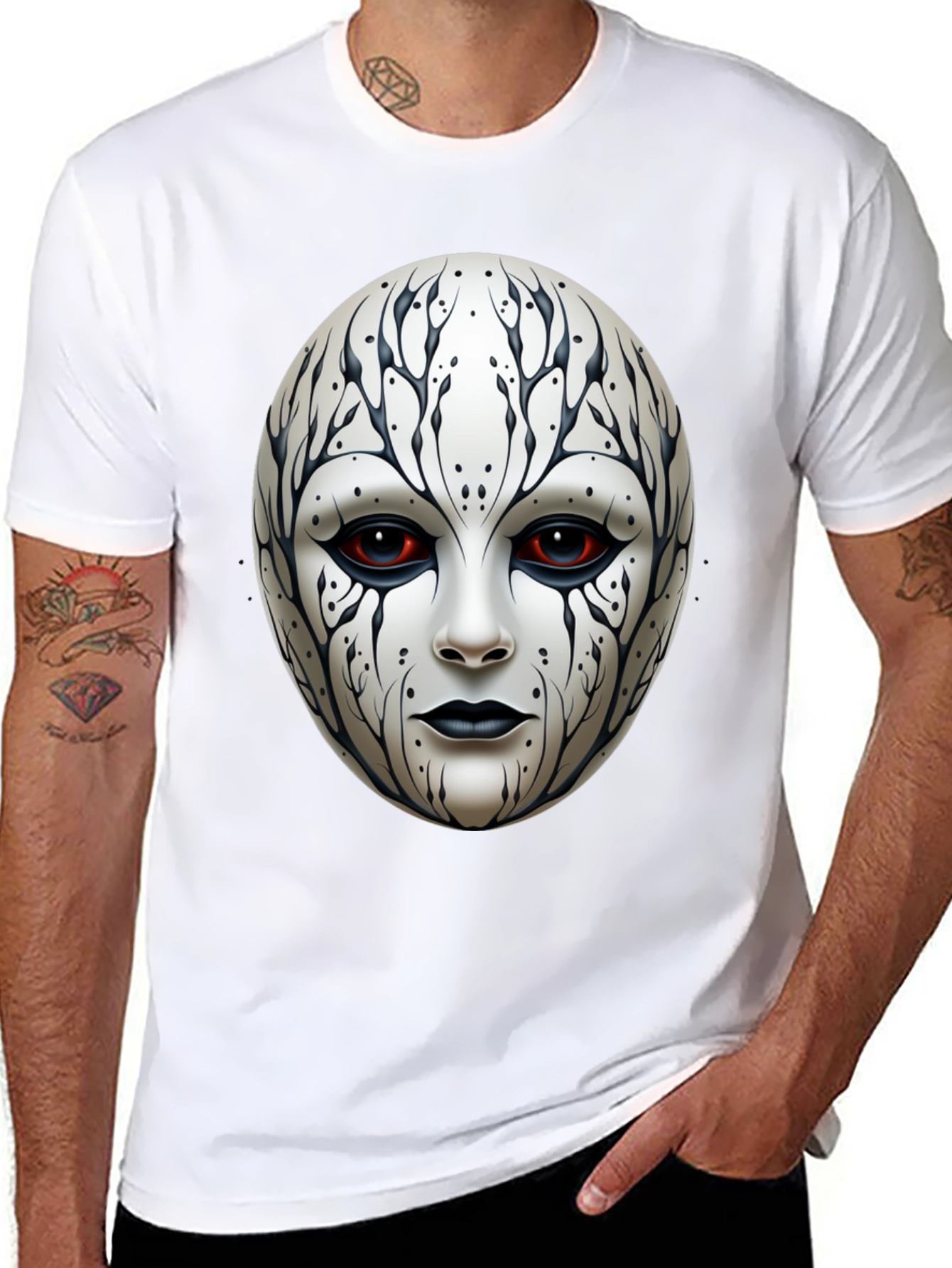 Mystic Face Graphic Tee - Black Cotton Blend
