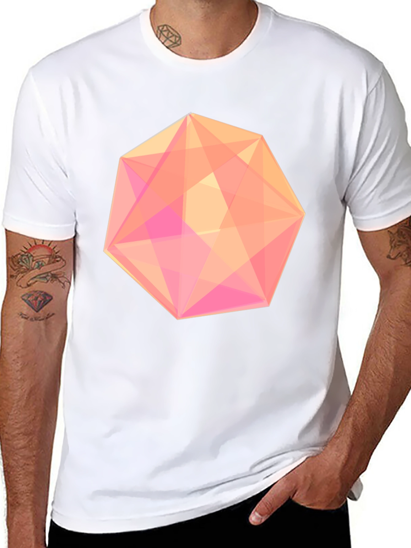 Geometric Icosahedron Graphic Tee - Modern Minimalist
