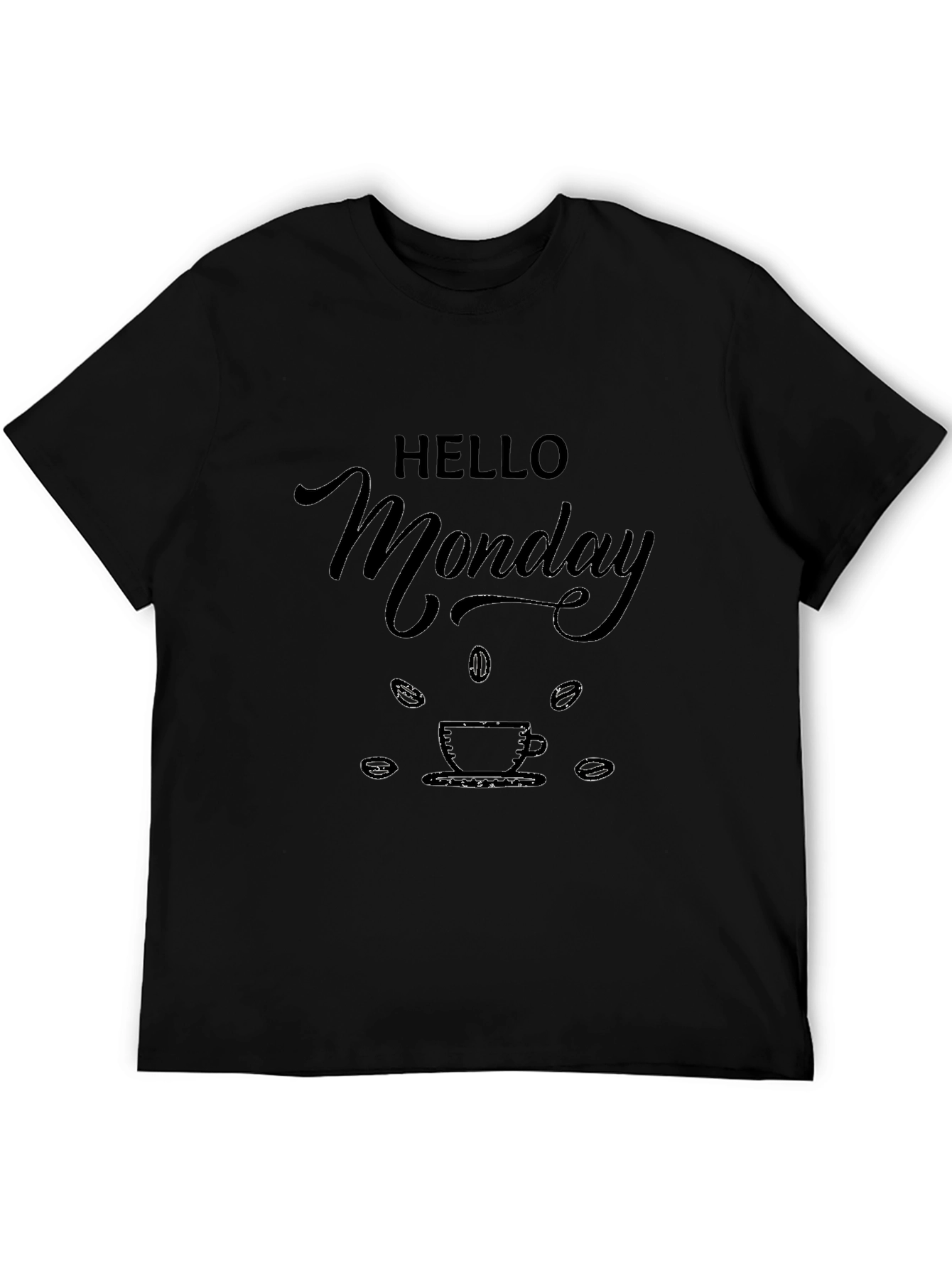 Hello Monday Coffee Graphic Tee - Black T-Shirt