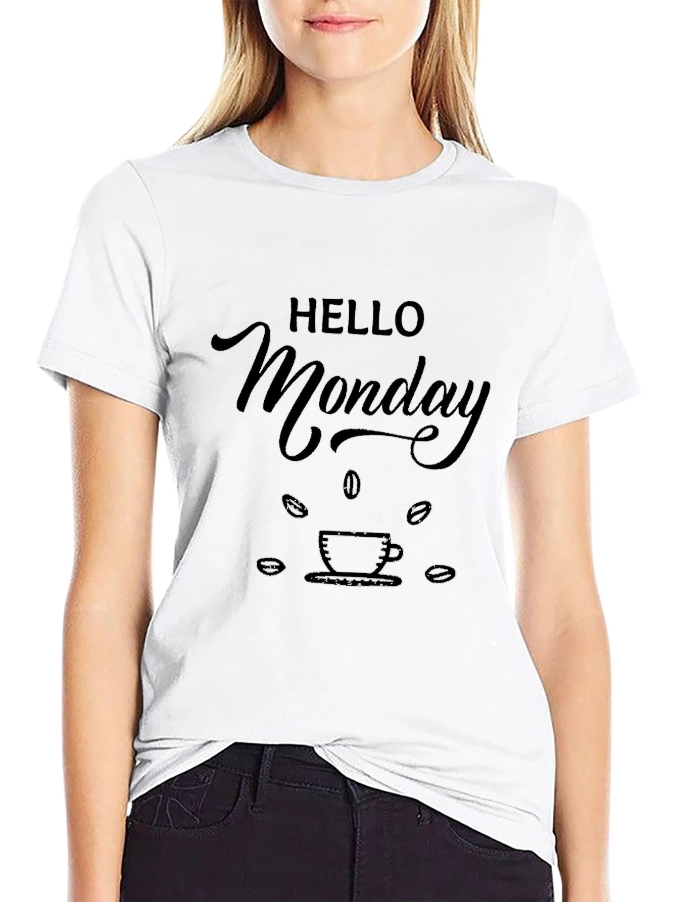 Hello Monday Coffee Graphic Tee - Black T-Shirt