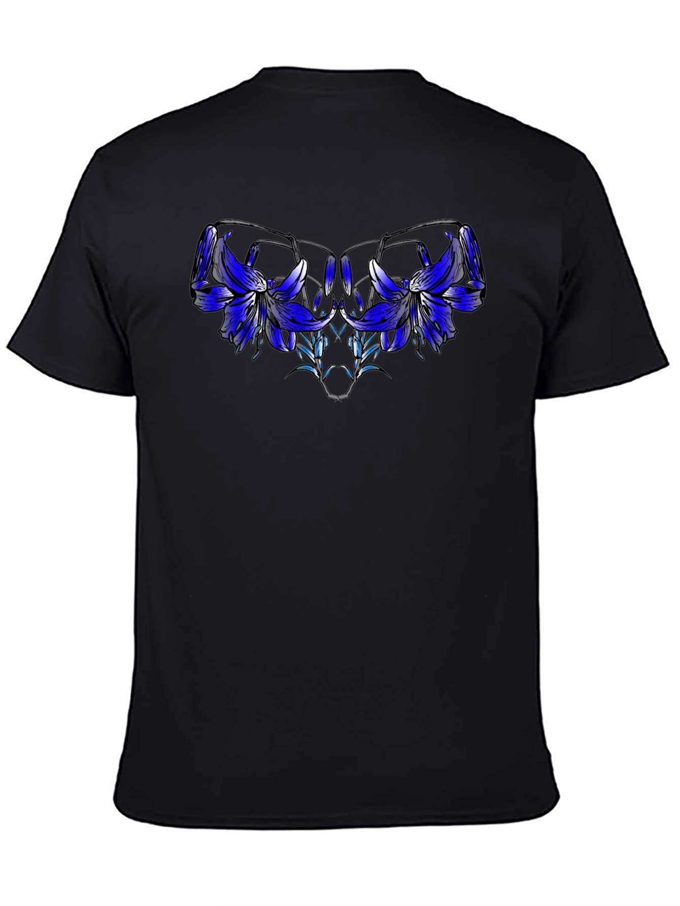 Black Floral Graphic Tee - Modern Artistic Design