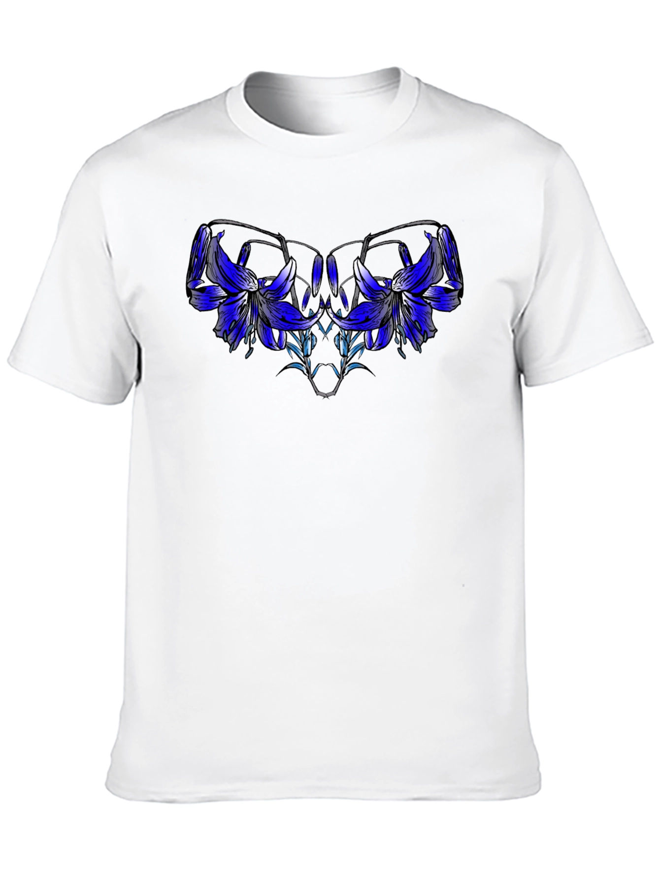 Black Floral Graphic Tee - Modern Artistic Design