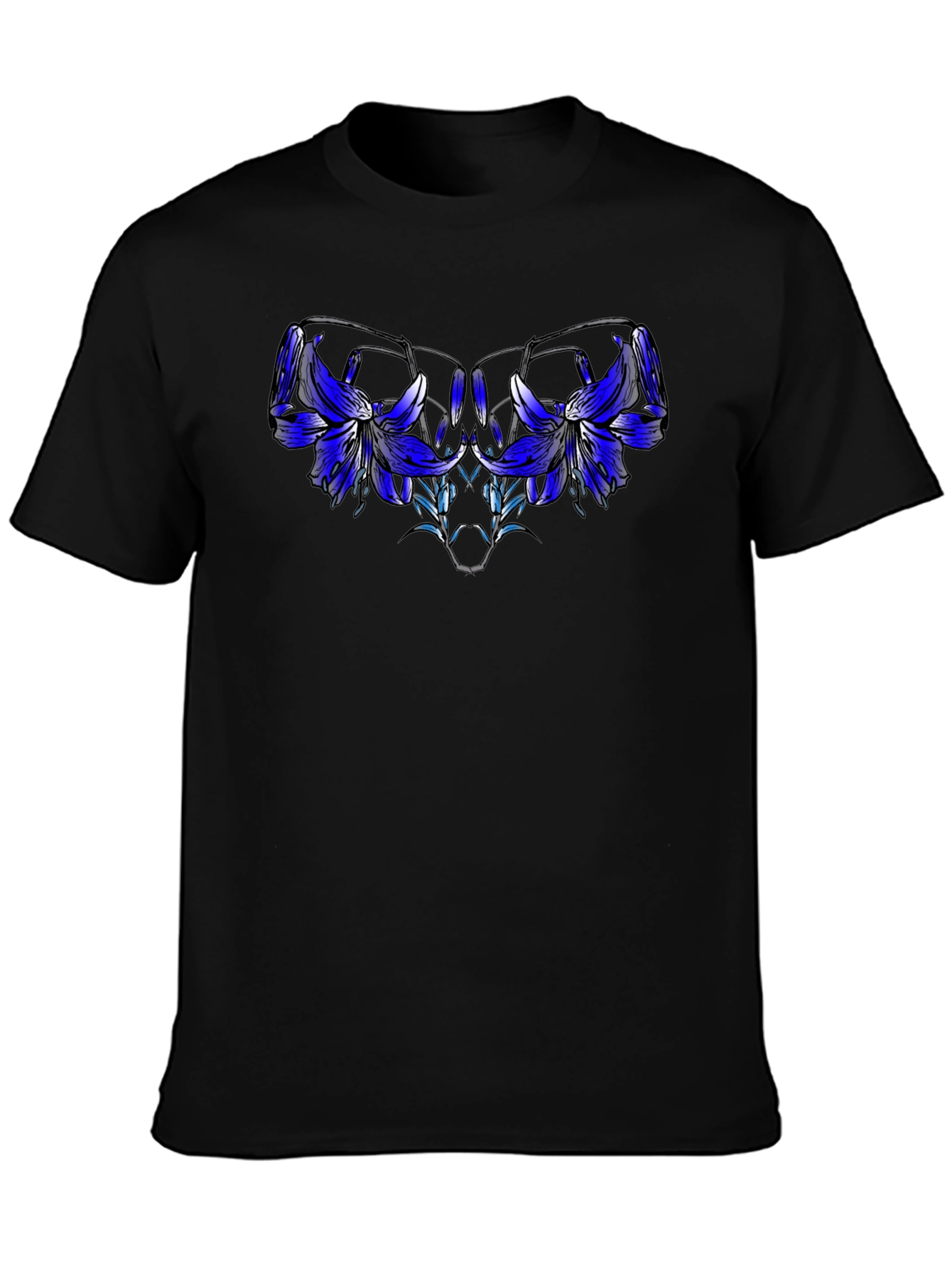 Black Floral Graphic Tee - Modern Artistic Design