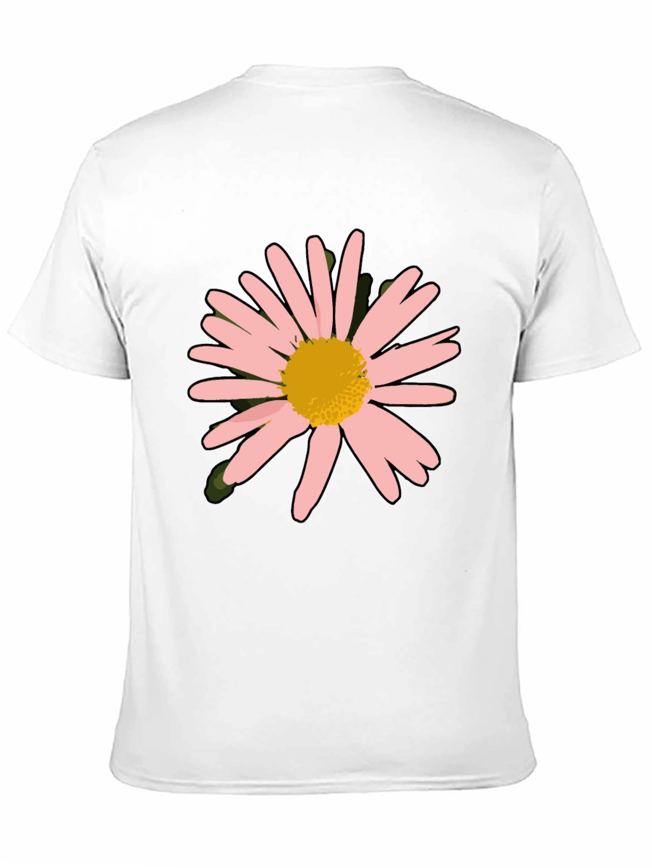 Pink Daisy Graphic Black T-Shirt