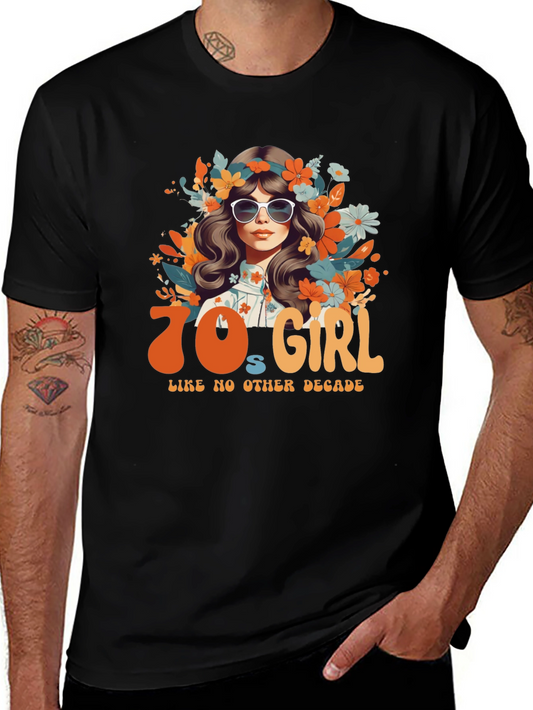 70s Girl Graphic Tee - Retro Style