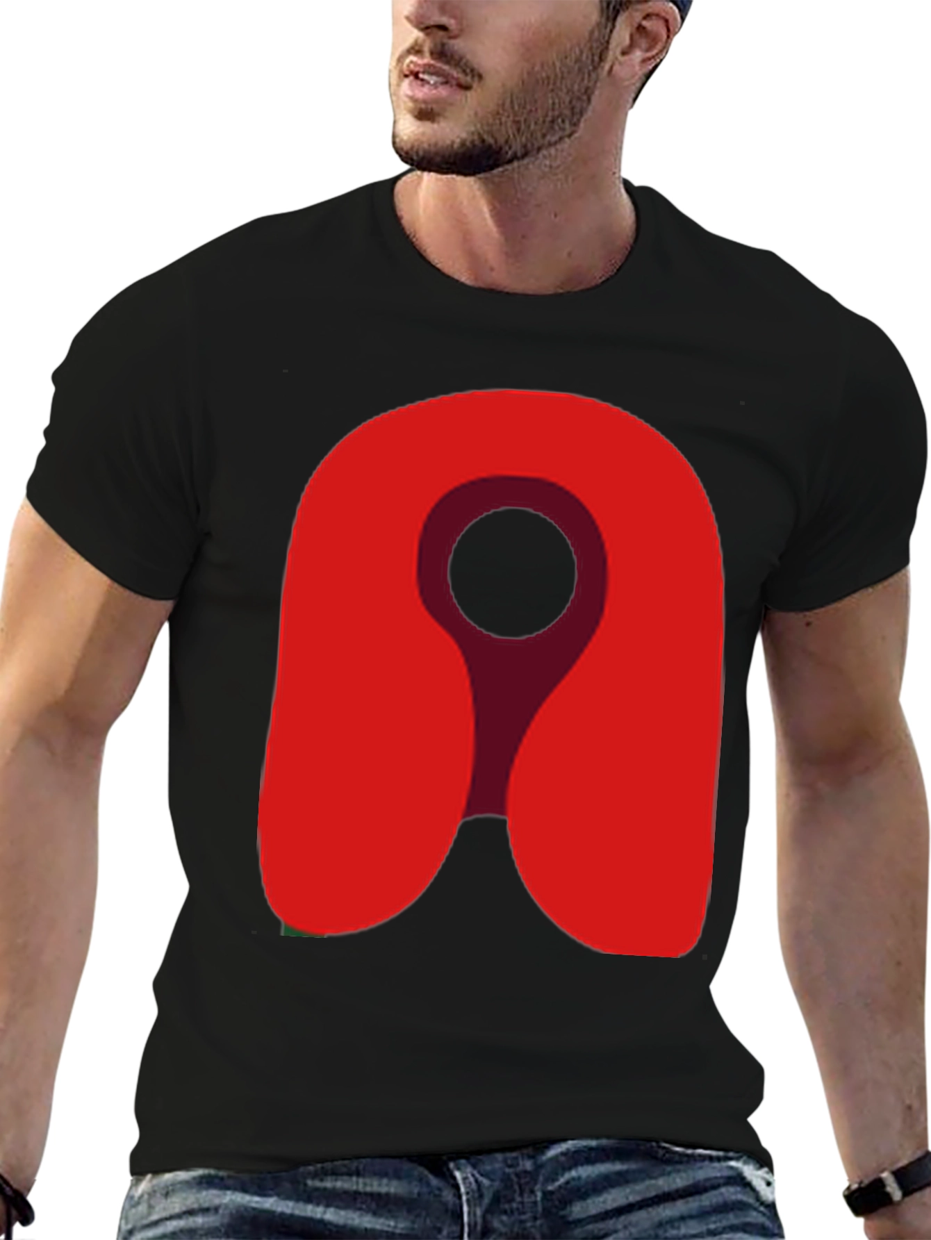 Red Location Icon Graphic Tee - Soft Cotton Blend